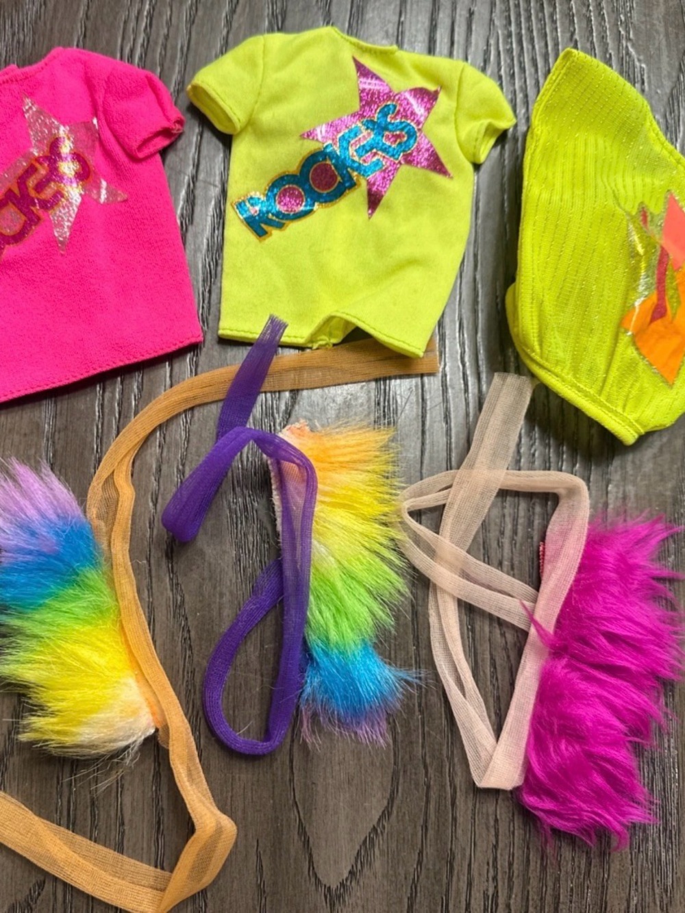 Vintage Mattel BARBIE & Rockers Doll Fashions Replacement 3 Headband & Shirt Lot